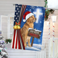 God Bless America Lawn Flag, Golden Retriever Christmas Garden Flag, Patriotic Holiday Yard Flag, Christian Cross Outdoor Flag