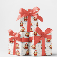 Santa Suit Monkey Holiday Gift Wrap, Festive Monkey Christmas Wrapping Paper, Adorable Animal Xmas Wrapping Paper, Seasonal Mistletoe Gift Wrap