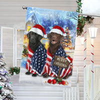 Patriotic American Flag Santa Hat Dog Flag, Labrador Christmas Garden Flag, Double-Sided Lab Holiday Yard Flag, Dog Lover Xmas Decor