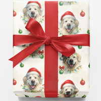 Santa Dog Gift Wrap, Golden Retriever Christmas Wrapping Paper, Holiday Puppy Wrapping Paper, Christmas Golden Retriever Gift Wrap Paper
