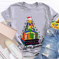 Book Lover Holiday Graphic Tee, Merry Bookmas Christmas T-Shirt, Winter Snowflakes Reading Shirt, Comfy Bookish Xmas Tee, Reader Present for Her