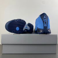 Retro Basketball Shoes, Blue Black Colorway, Lace Up Design, Casual Gift for Shoe Lovers