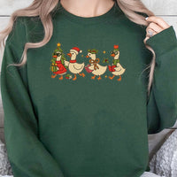 Adorable Festive Goose Reading Crewneck, Christmas Duck Sweatshirt, Bookish Holiday Book Lover Sweater, Teacher Xmas Pullover Present for Her