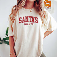 Varsity Christmas Shirt, Santa's Favorite T-Shirt, Adorable Festive Holiday Graphic Tee, Retro Xmas Lettering T-Shirt, Family Christmas Present