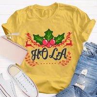 Festive Spanish Teacher Holiday Shirt, Hola Merry Christmas Elk Bilingual Teacher T-Shirt, Latinx Educator Graphic Tee