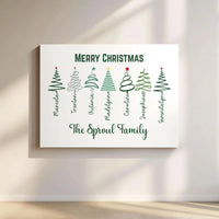 Custom Name Tree Canvas Art, Personalized Family Christmas Canvas, Holiday Family Tree Canvas Print, Winter Christmas Canvas Decor Present