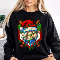 Drip Santa Hat Graphic Sweater, Christmas Baseball Sweatshirt, Holiday Baseball Player Crewneck, Festive Sports Fan Xmas Pullover