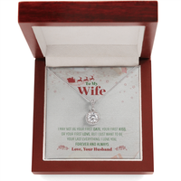 Cubic Zirconia Pendant Necklace, Eternal Hope Necklace for Wife, White Gold Pendant Necklace, Romantic Christmas Jewelry Present for Her