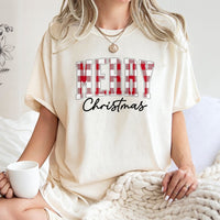 Red Plaid Christmas Shirt, Buffalo Plaid Merry Christmas T-Shirt, Festive Holiday Graphic Tee, Comfy Xmas Buffalo Plaid Shirt, Family Present