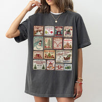 Retro Holiday Stamp Shirt, Vintage Christmas Stamp T-Shirt, Festive Postage Collage Graphic Tee, Comfy Winter Christmas T-Shirt, Holiday Present