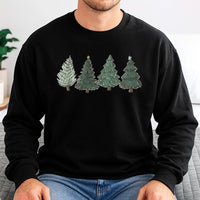 Hand Drawn Pine Tree Holiday Crewneck, Minimalist Christmas Tree Sweatshirt, Comfy Winter Forest Sweater, Neutral Xmas Graphic Pullover
