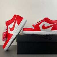 Low Top Sneakers, White Black Red Colorway, Lace Up Design, Casual Gift for Sneaker Fans