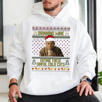 Ugly Christmas Sweater True Crime Hoodie, Sinful Cold Cuts Hoodie, Humorous Mystery Graphic Sweatshirt, Holiday Season Fan Pullover Hoodie