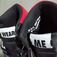 Sneakers, Black Red Colorway, Lace Up Design, Casual Gift for Sneaker Fans