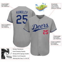 Custom Baseball Jersey - Gray Royal-Red Authentic