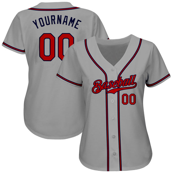 Custom Baseball Jersey - Gray Red-Navy Authentic