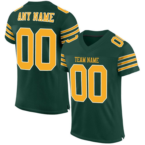 Custom Football Jersey - Green Gold-White Mesh Authentic