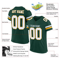 Custom Football Jersey - Green White-Gold Mesh Authentic
