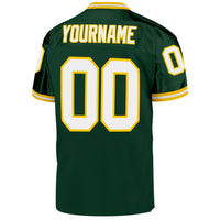 Custom Football Jersey - Green White-Gold Mesh Authentic Throwback