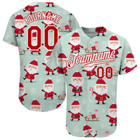 Custom Baseball Jersey - Green Red-White Christmas 3D Authentic