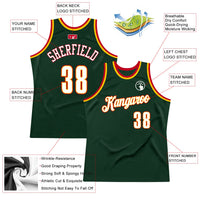 Custom Basketball Jersey - Hunter Green White-Red Authentic Throwback