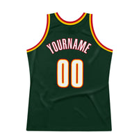 Custom Basketball Jersey - Hunter Green White-Red Authentic Throwback