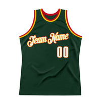 Custom Basketball Jersey - Hunter Green White-Red Authentic Throwback