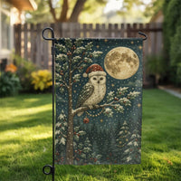 Santa Hat Winter Bird Yard Flag, Vintage Christmas Snowy Owl Garden Flag, Rustic Holiday Lawn Banner, Seasonal Xmas Outdoor Porch Decor