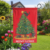Humorous Black Cats Christmas Tree Yard Flag, Meowy Catmas Garden Flag, Holiday Xmas Lawn Banner, Cat Lover Porch Decor Present
