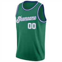 Custom Basketball Jersey - Kelly Green White-Royal Round Neck Rib-Knit