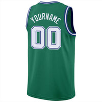 Custom Basketball Jersey - Kelly Green White-Royal Round Neck Rib-Knit