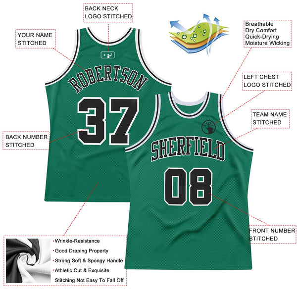 Custom Basketball Jersey - Kelly Green Black-White Authentic Throwback