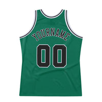 Custom Basketball Jersey - Kelly Green Black-White Authentic Throwback