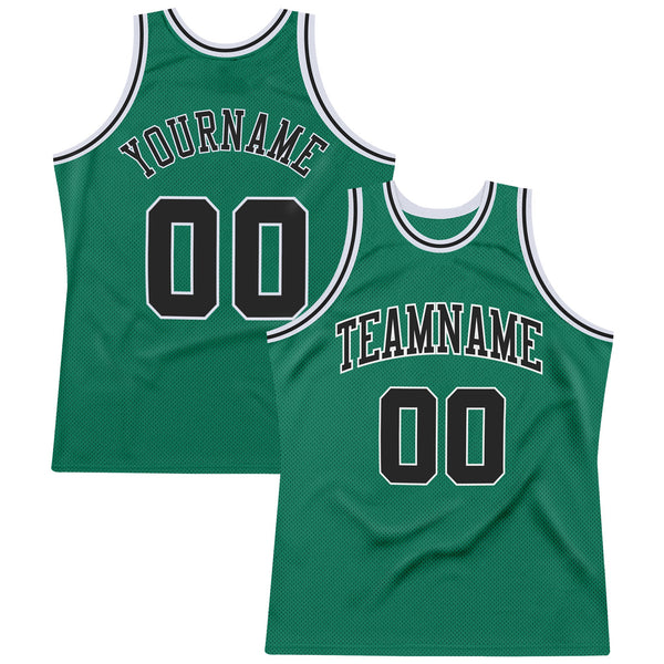 Custom Basketball Jersey - Kelly Green Black-White Authentic Throwback