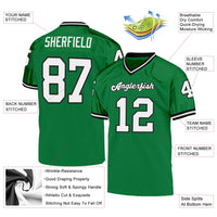 Custom Football Jersey - Grass Green White-Black Mesh Authentic Throwback