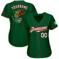Custom Baseball Jersey - Kelly Green White-Red Authentic Mexican Flag Fashion