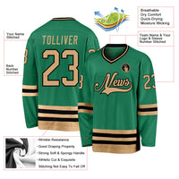 Custom Hockey Jersey - Kelly Green Old Gold-Black