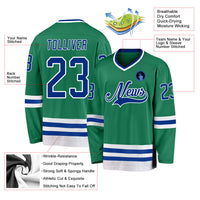 Custom Hockey Jersey - Kelly Green Royal-White