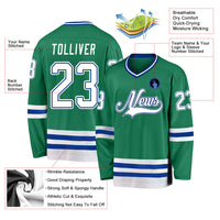 Custom Hockey Jersey - Kelly Green White-Royal
