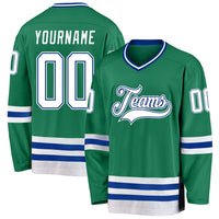 Custom Hockey Jersey - Kelly Green White-Royal