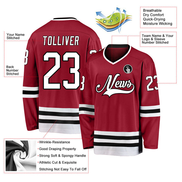 Custom Hockey Jersey - Maroon White-Black