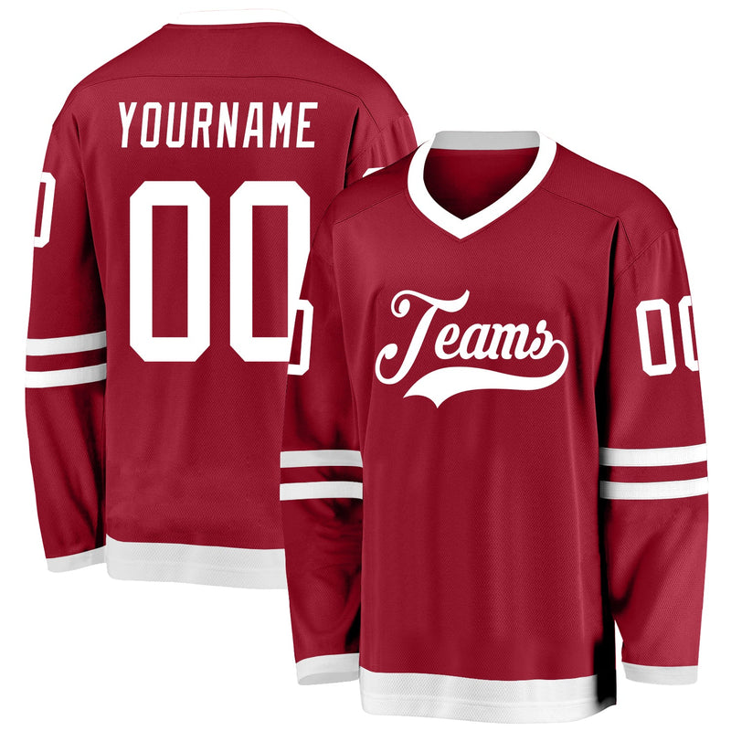 Custom Hockey Jersey - Maroon White