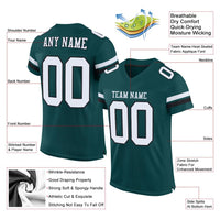 Custom Football Jersey - Midnight Green White-Black Mesh Authentic