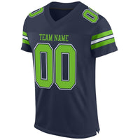 Custom Football Jersey - Navy Neon Green-White Mesh Authentic