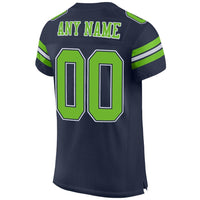 Custom Football Jersey - Navy Neon Green-White Mesh Authentic