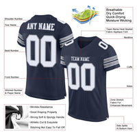 Custom Football Jersey - Navy White-Light Gray Mesh Authentic