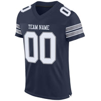 Custom Football Jersey - Navy White-Light Gray Mesh Authentic