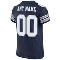 Custom Football Jersey - Navy White-Light Gray Mesh Authentic