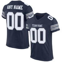Custom Football Jersey - Navy White-Light Gray Mesh Authentic
