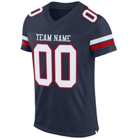 Custom Football Jersey - Navy White-Red Mesh Authentic